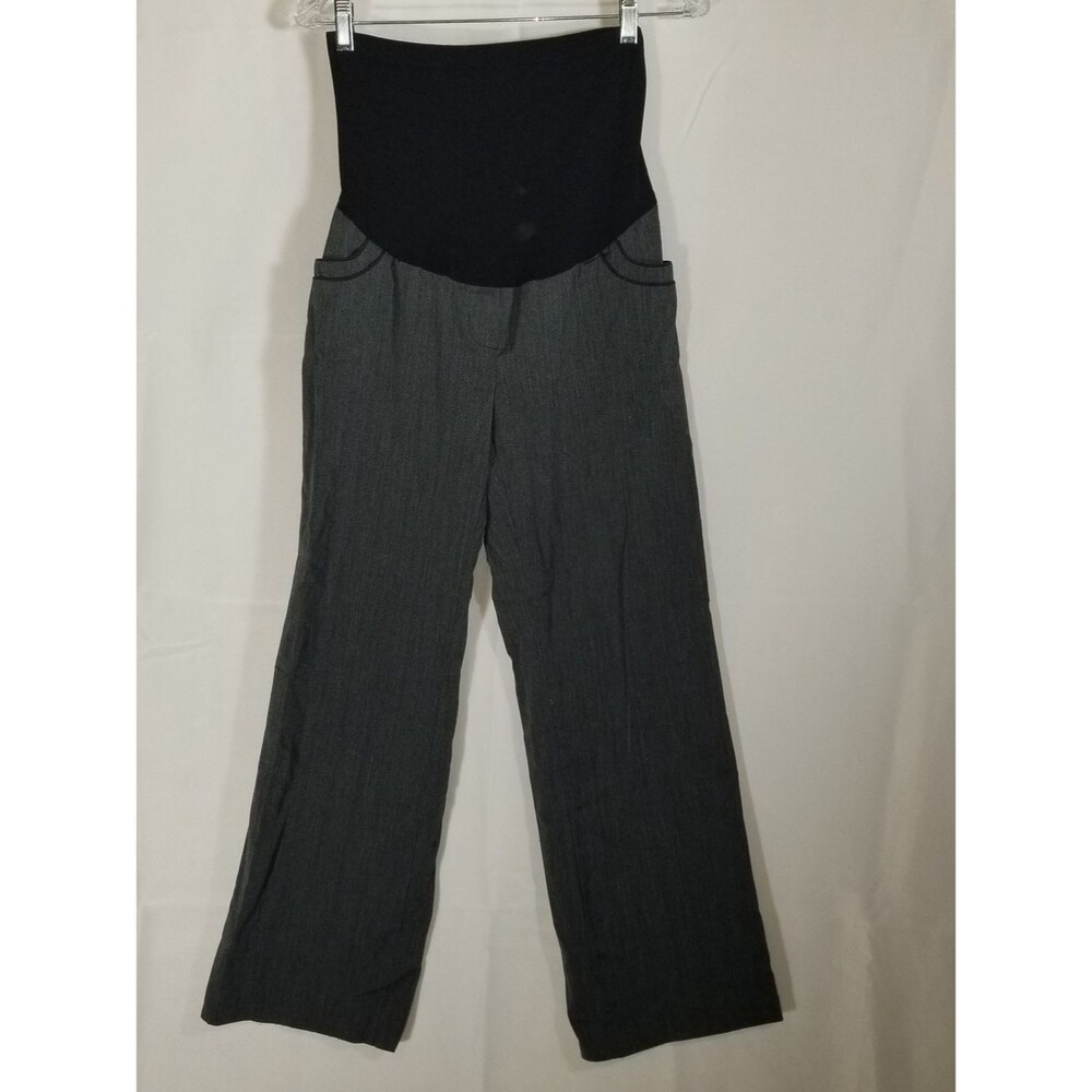 Two Hearts Maternity Grey & Black Business Casual Pants Belly Panel Size Medium